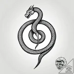 Engraved serpent wrapped in runes, concept ar… – style Jagger Old – tattoo sketch (12.12.2025 02:17)