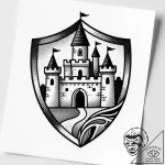 Tattoo design a stylized fortress or citadel,… – style Flux Inscriptions – tattoo sketch (12.12.2025 02:37)