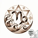 Tattoo sketch aquarius’s water symbol subtly… – style Flux Inscriptions – tattoo sketch (12.12.2025 03:58)