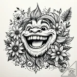 Tattoo sketch, gran crood laughing with wildf… – style Jaeger Simple – tattoo sketch (12.12.2025 05:17)