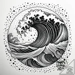 Tattoo sketch, water waves crashing with deli… – style Jaeger Simple – tattoo sketch (12.12.2025 06:17)