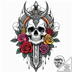 Dagger above shattered mirror, concept art fo… – style Jaeger Mini – tattoo sketch (12.12.2025 10:37)