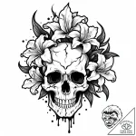 Tat tattoo sketch, skull with blooming lilies… – style Jaeger Mini – tattoo sketch (12.12.2025 11:57)