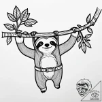 Tattoo sketch, belt sloth hanging from branch… – style Jaeger Simple – tattoo sketch (12.12.2025 12:56)