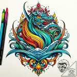 Ocean, tattoo sketch design, on a clean white… – style Jaeger Simple – tattoo sketch (12.12.2025 14:18)