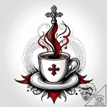 A close-up of a steaming espresso shot being… – style Jagger Old – tattoo sketch (12.12.2025 18:56)