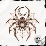 Tattoo sketch: a spiderweb motif, representin… – style Flux Inscriptions – tattoo sketch (12.12.2025 23:17)