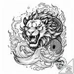 Arcane lion roaring flames, artistic tattoo s… – style Jaeger Mini – tattoo sketch (13.12.2025 07:57)