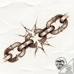 A detailed broken chain link fence, decaying,… – style Flux Inscriptions – tattoo sketch (13.12.2025 08:37)