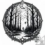 Tat tattoo sketch, mysterious forest spirits… – style Jaeger Mini – tattoo sketch (13.12.2025 10:37)