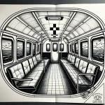 The interior of a subway car during rush hour… – style Jaeger Simple – tattoo sketch (13.12.2025 12:56)