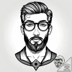 Tattoo sketch, hipster with vintage glasses a… – style Jagger Old – tattoo sketch (13.12.2025 13:37)