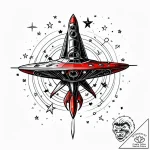 Tattoo sketch, benny piloting spaceship with… – style Jagger Old – tattoo sketch (13.12.2025 14:57)