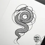 Runestone serpent spiraling through void, art… – style Jaeger Simple – tattoo sketch (13.12.2025 15:36)