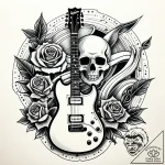Tat tattoo sketch, electric guitar with ocean… – style Jaeger Simple – tattoo sketch (13.12.2025 16:56)