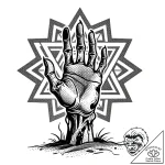 Tattoo design a zombie’s decaying hand reachi… – style Flux Inscriptions – tattoo sketch (13.12.2025 19:18)