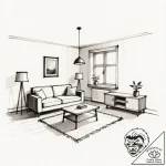 A minimalist, scandinavian-style living room… – style Flux Inscriptions – tattoo sketch (13.12.2025 20:37)