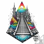 Stairway leading to a submerged city, tattoo… – style Jaeger Mini – tattoo sketch (14.12.2025 01:17)