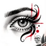 Tattoo sketch, spiritвђ™s eyes glowing with f… – style Flux Inscriptions – tattoo sketch (14.12.2025 03:17)