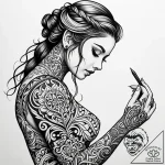 A person getting a traditional tattoo., tatto… – style Jaeger Simple – tattoo sketch (14.12.2025 06:17)