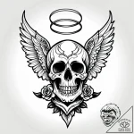 Tat tattoo sketch, skull with large angel win… – style Jagger Old – tattoo sketch (14.12.2025 08:17)