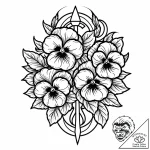 анютины глазки, tattoo line art, bold outline… – style Jaeger Mini – tattoo sketch (14.12.2025 10:37)