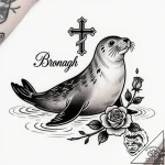 Tat tattoo sketch, bronagh seal form with wat… – style Flux Inscriptions – tattoo sketch (14.12.2025 11:17)