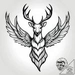 Angelic stag with wings, tattoo line art, sof… – style Jagger Old – tattoo sketch (14.12.2025 14:56)