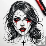 Tat tattoo sketch, gothic vampire with sharp… – style Jaeger Simple – tattoo sketch (14.12.2025 18:17)