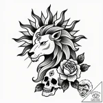 Tattoo sketch, lion with mandala sun radiatin… – style Flux Inscriptions – tattoo sketch (14.12.2025 19:17)