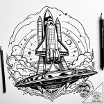 Tattoo sketch a stylized space shuttle taking… – style Jaeger Simple – tattoo sketch (14.12.2025 20:56)