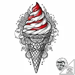 Tattoo design ‘ice cream cone’ on one, ‘scoop… – style Jaeger Mini – tattoo sketch (14.12.2025 21:16)