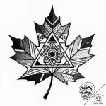 клен, tattoo line art, geometric tattoo style… – style Flux Inscriptions – tattoo sketch (14.12.2025 23:17)