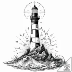 Lighthouse collapsing beneath waves, tattoo s… – style Jaeger Mini – tattoo sketch (14.12.2025 23:56)