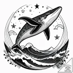 Tattoo sketch, colossal whale breaching ocean… – style Jagger Old – tattoo sketch (15.12.2025 00:17)