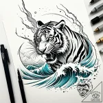 Tattoo sketch, tiger merging with crashing oc… – style Jaeger Simple – tattoo sketch (15.12.2025 02:16)