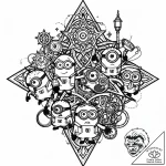 Tattoo sketch, minions causing mischief with… – style Jaeger Mini – tattoo sketch (15.12.2025 06:37)