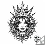 Frosted blade crowned with thorns, tattoo lin… – style Jaeger Mini – tattoo sketch (15.12.2025 07:57)