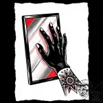 Black hand reaching from mirror, ink illustra… – style Flux Inscriptions – tattoo sketch (15.12.2025 08:37)