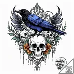 Art nouveau raven perched on skull, tattoo sk… – style Jaeger Mini – tattoo sketch (15.12.2025 09:17)