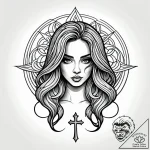 Tattoo sketch, katie with flowing hair and di… – style Jagger Old – tattoo sketch (15.12.2025 09:37)