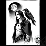 Tat tattoo sketch, goth figure standing tall… – style Flux Inscriptions – tattoo sketch (15.12.2025 09:58)