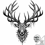 Antler growing into a gnarled, leafless tree,… – style Jaeger Mini – tattoo sketch (15.12.2025 12:57)
