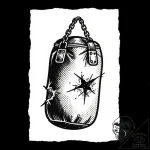 Tattoo sketch a powerful punchbag with a dent… – style Flux Inscriptions – tattoo sketch (15.12.2025 17:37)