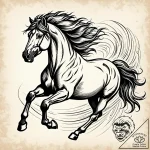 Tattoo sketch, wild horse galloping with wind… – style Jaeger Simple – tattoo sketch (15.12.2025 20:38)