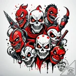 Tattoo sketch, yubaba’s henchmen with masks,… – style Jaeger Simple – tattoo sketch (16.12.2025 00:37)