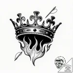 Arcane crown floating above flames, tattoo fl… – style Flux Inscriptions – tattoo sketch (16.12.2025 01:37)