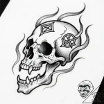 Tattoo sketch, fantasy skull with glowing run… – style Flux Inscriptions – tattoo sketch (16.12.2025 02:57)
