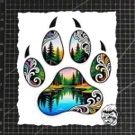Tattoo sketch, kenai paw print with forest re… – style Flux Inscriptions – tattoo sketch (16.12.2025 04:17)
