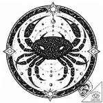 рак (животное/знак), tattoo drawing outline,… – style Jaeger Mini – tattoo sketch (16.12.2025 07:37)